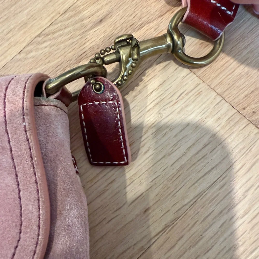 Coach Blush and Burgundy Suede and Leather Crossbody Bag - Picture 3 of 7